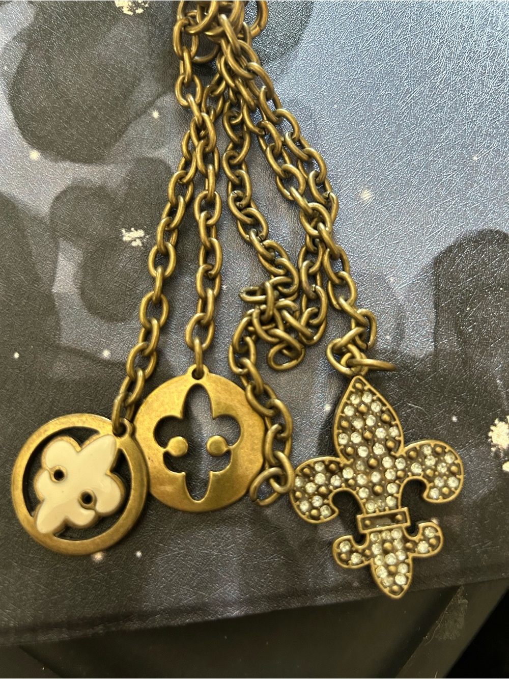 Kathy Van Zeeland Gold Fleur-de-Lis Multi-Charm Necklace